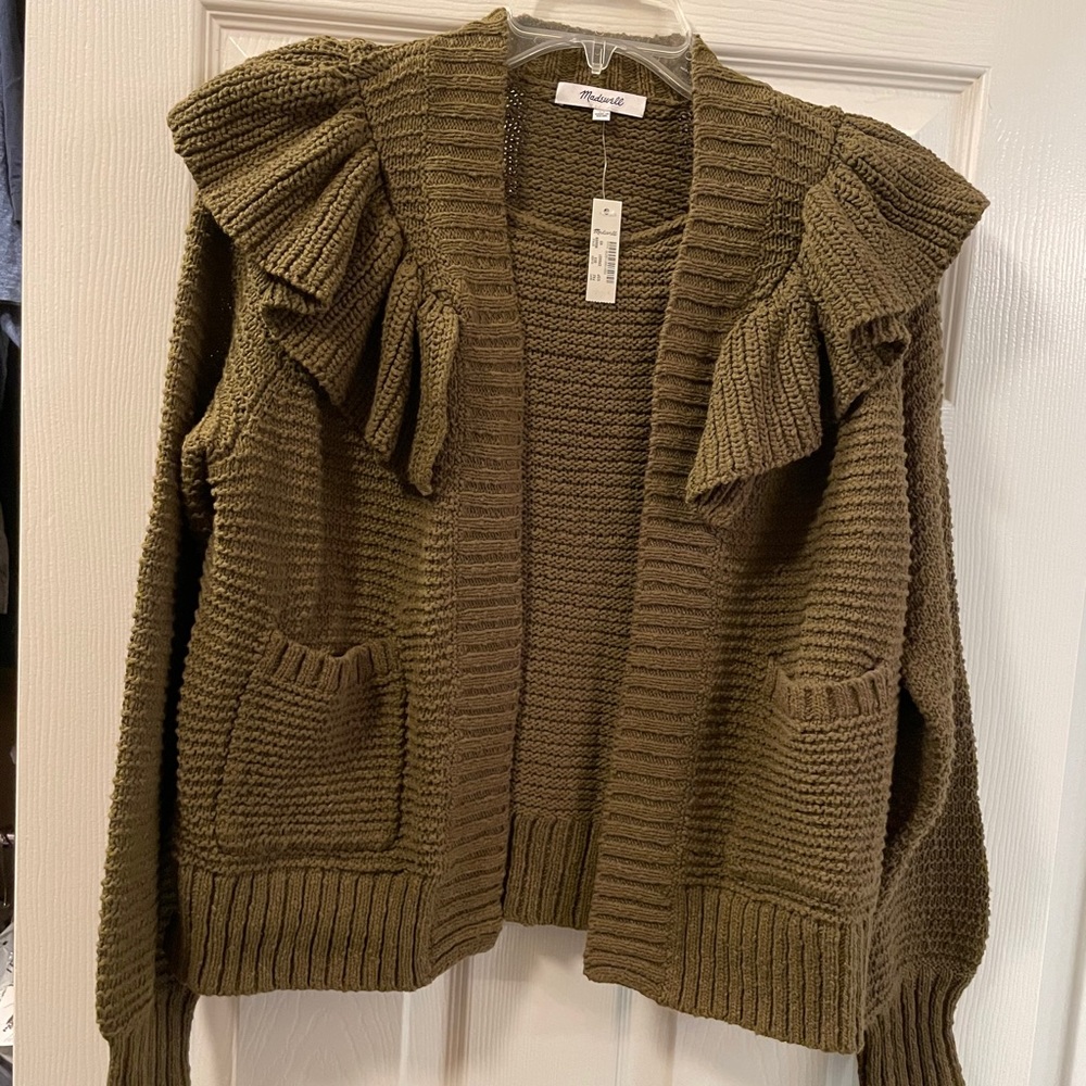 NWT Madewell Ruffle Knit Cardigan XS